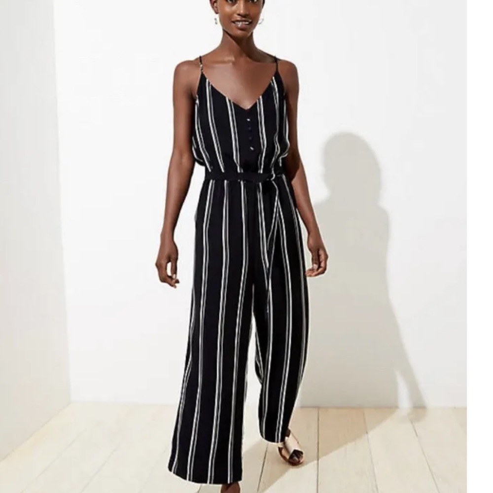 LOFT Striped Wide Leg Jumpsuit